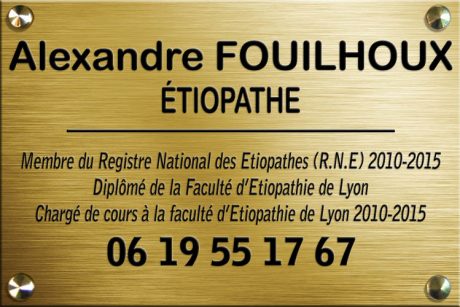 Alexandre Fouilhoux - etiopathe Saint Maximin La Sainte Baume - Brignoles - Plaque 750 2